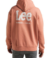 LEE LOGO LOOSE HOODIE MĘSKA BLUZA Z KAPTUREM LOGO NADURK RUST L83SSPUK 112145617